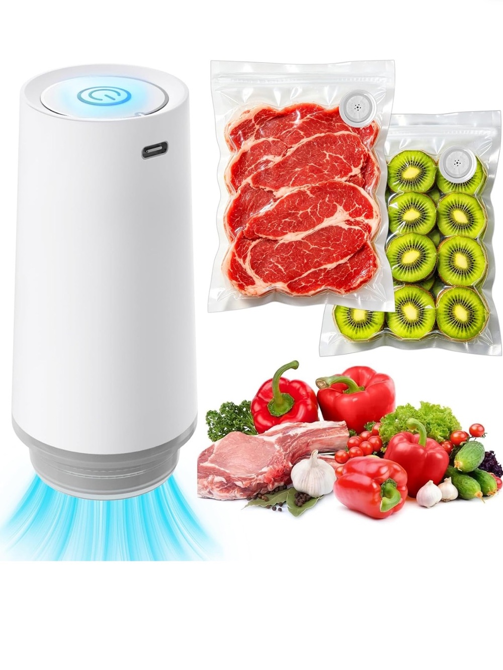 Vacuum Food Sealer., handleld food saver for fresh meat veggies and storage